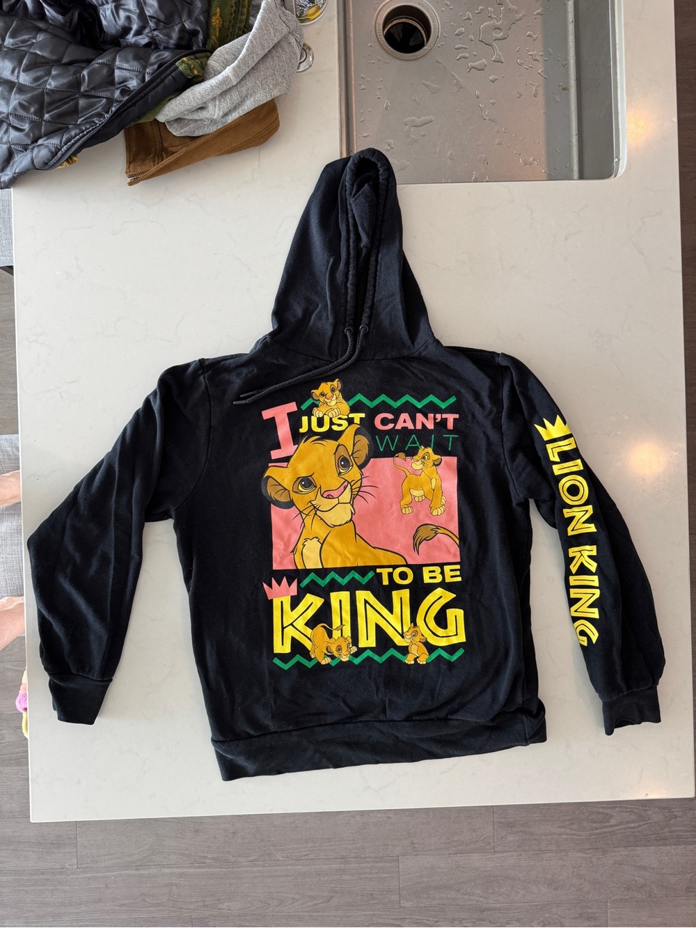 Women’s Disney Black 'I Just Can't Wait to Be King' Lion King Hoodie size Large